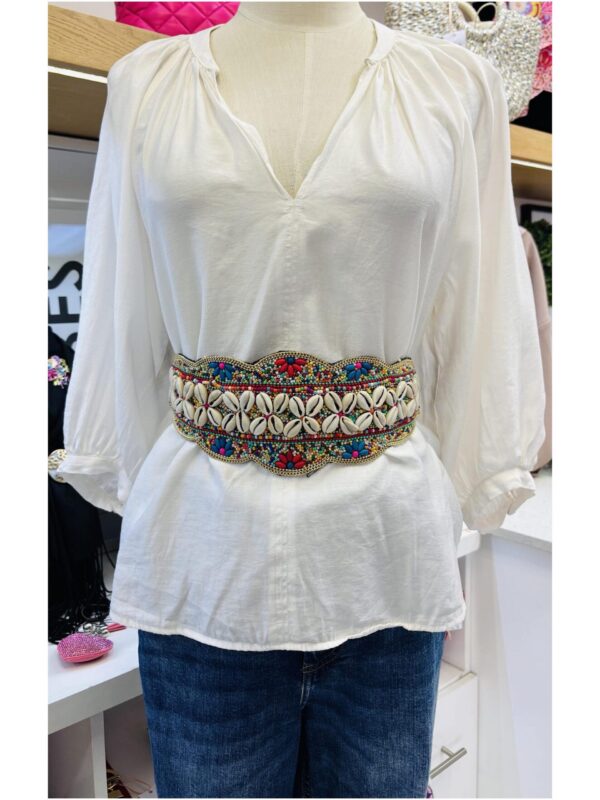 Bohemian Style Shell Beaded  Elastic Wide Belts