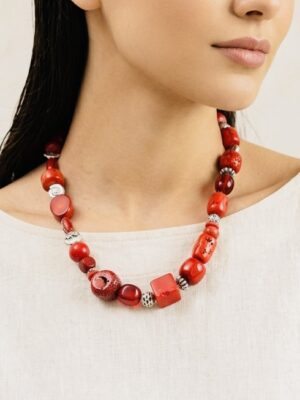 Signature Organic Red Coral & Sterling Silver Necklace