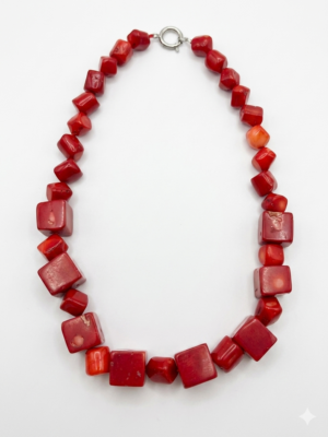 Modern Althea Genuine Hand-Carved Red Coral Necklace
