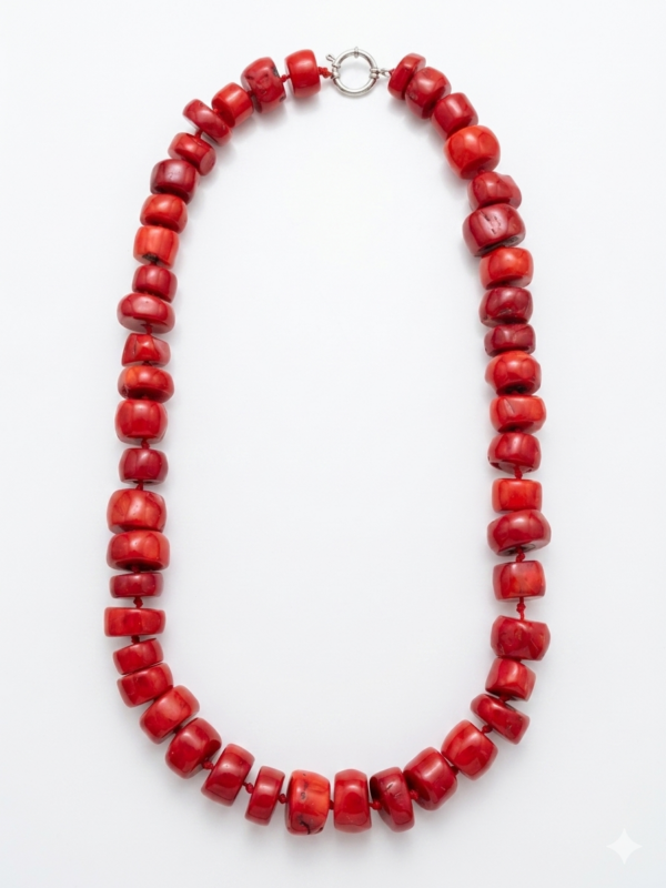 Althea Genuine Hand-Carved Red Coral Necklace