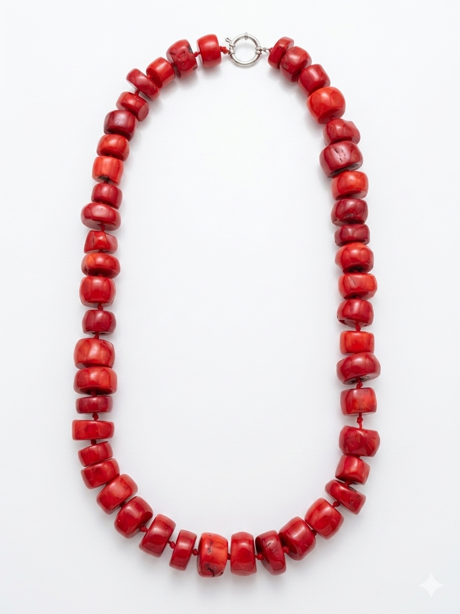 Althea Genuine Hand-Carved Red Coral Necklace