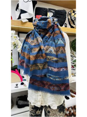 Versatile Reversible  Shawl Warm Pashmina  Blue  Multicolour