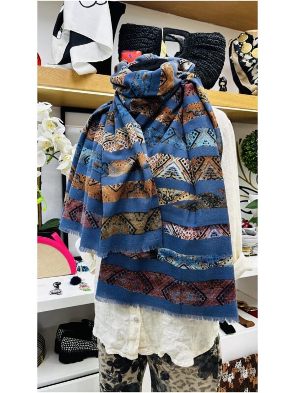 Versatile Reversible  Shawl Warm Pashmina  Blue  Multicolour