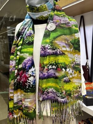 Provence Lavender and Green Reversible Pashmina Shawl