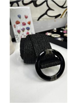 Aura Woven Stretch Black Boho Belt