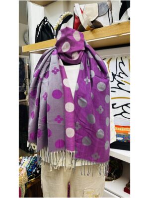 Abstract  reversible spot print pashmina  Purple