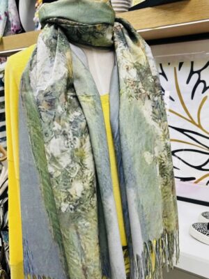 Monet Sage Impressionist Reversible Pashmina