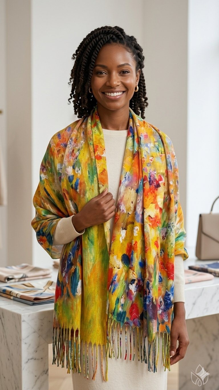 Luxury Reversible Sun Shine Print Pashmina Scarf
