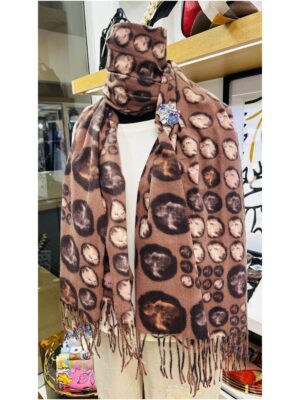Abstract spot print pashmina  Warm Cacao