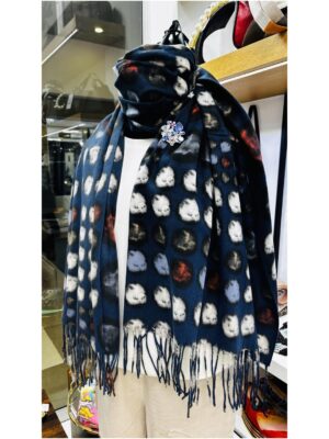Abstract spot print pashmina  Warm Navy Warm