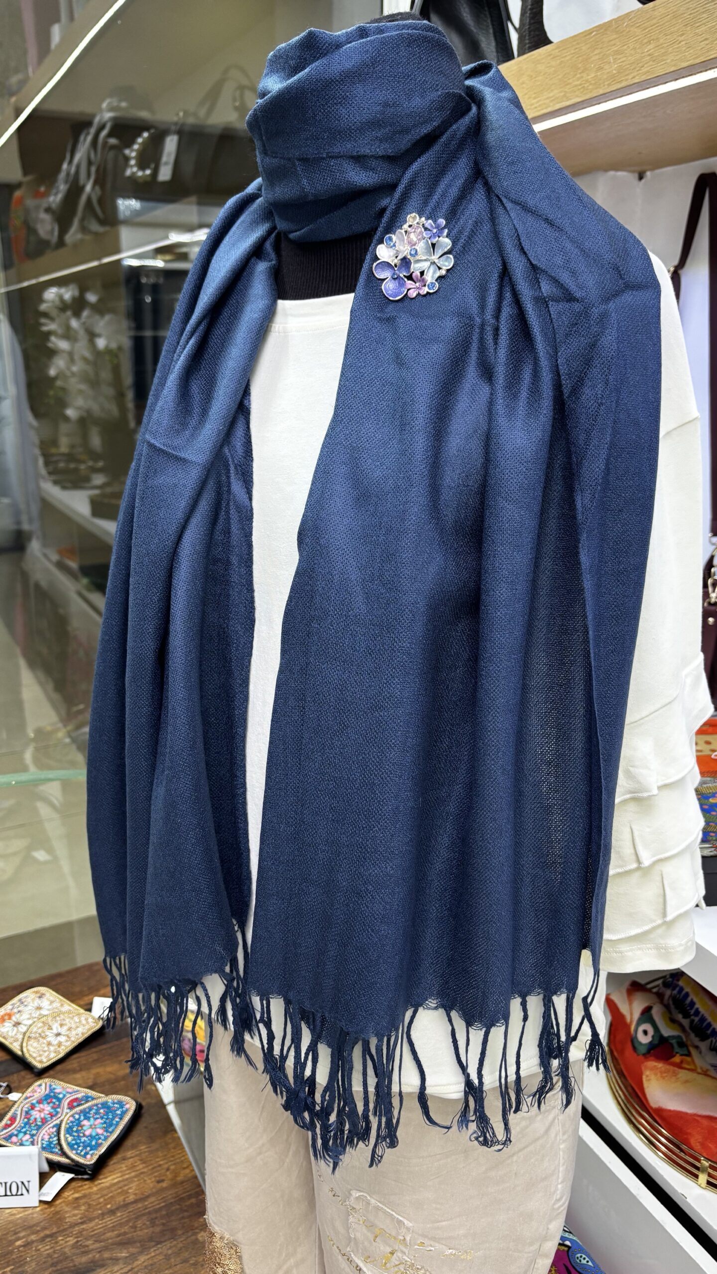Riviera Range Obsidian Blue Shawls Pasmina