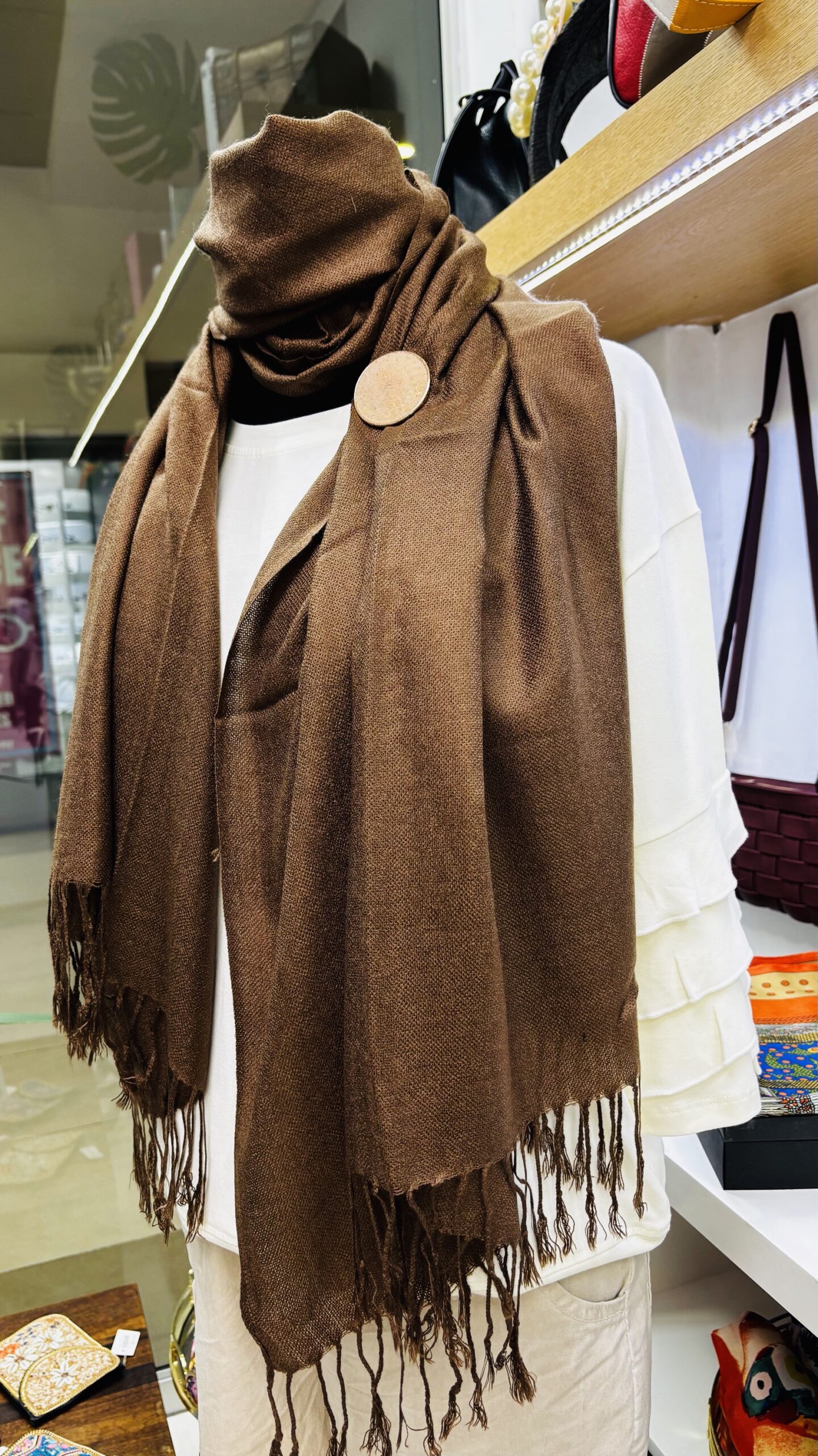 Riviera Range Brown Coffee Amber shawl pashmina