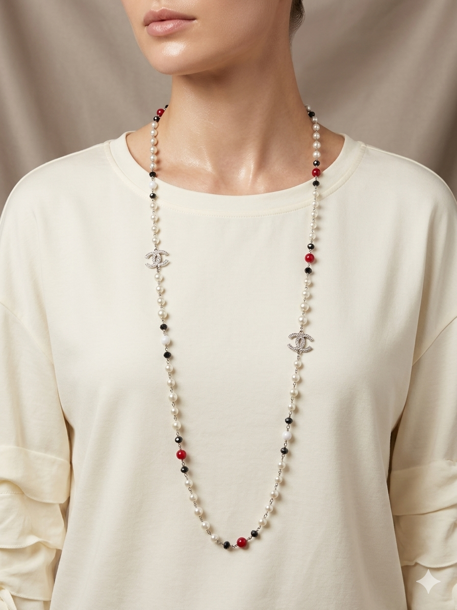 The Parisian Monogram Longline Pearl Strand