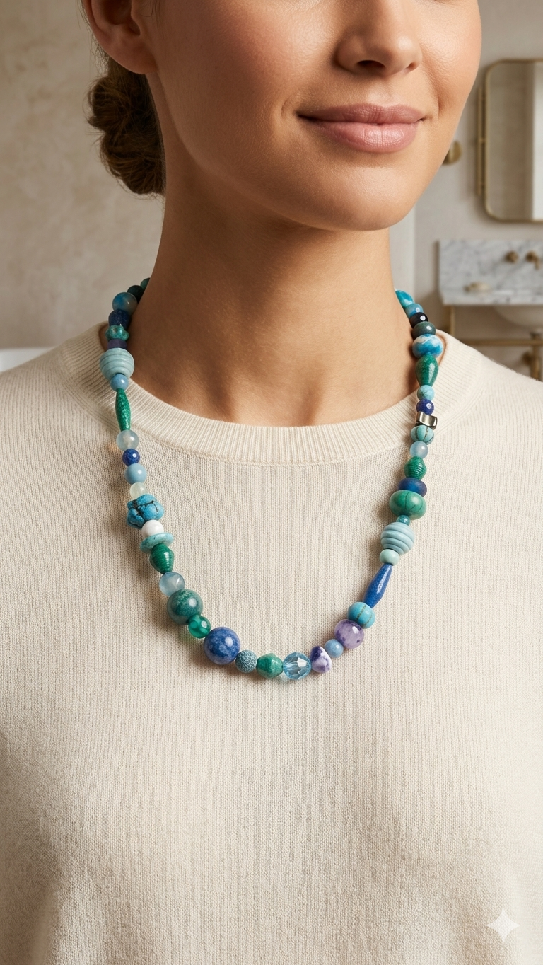 The Marrakesh Azure Mixed-Media Necklace