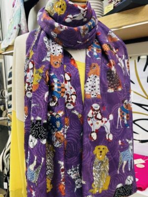 Deep Purple Dog Print Pashmina