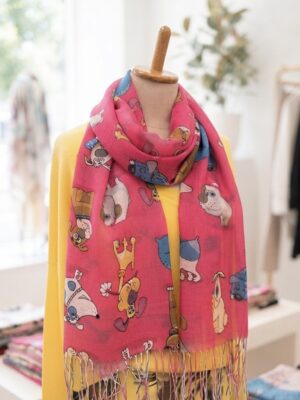 Charming Animal Lover’s Scarf – Dogs Pink