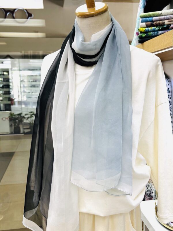 Modern Color-Block Chiffon Scarf Black