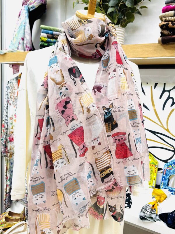 Feline Friends Cotton Scarf Cat Pastel Neutral Edition