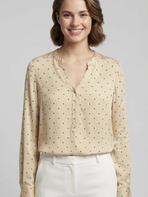 Modern Long Sleeve Polka Dot Luxury Top - Versatile Styling