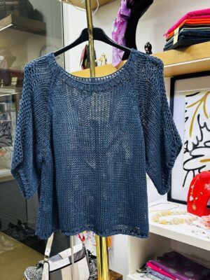 Eco-Luxury Ocean Blue Soft Stretch Cotton Knit - Imported from Italy