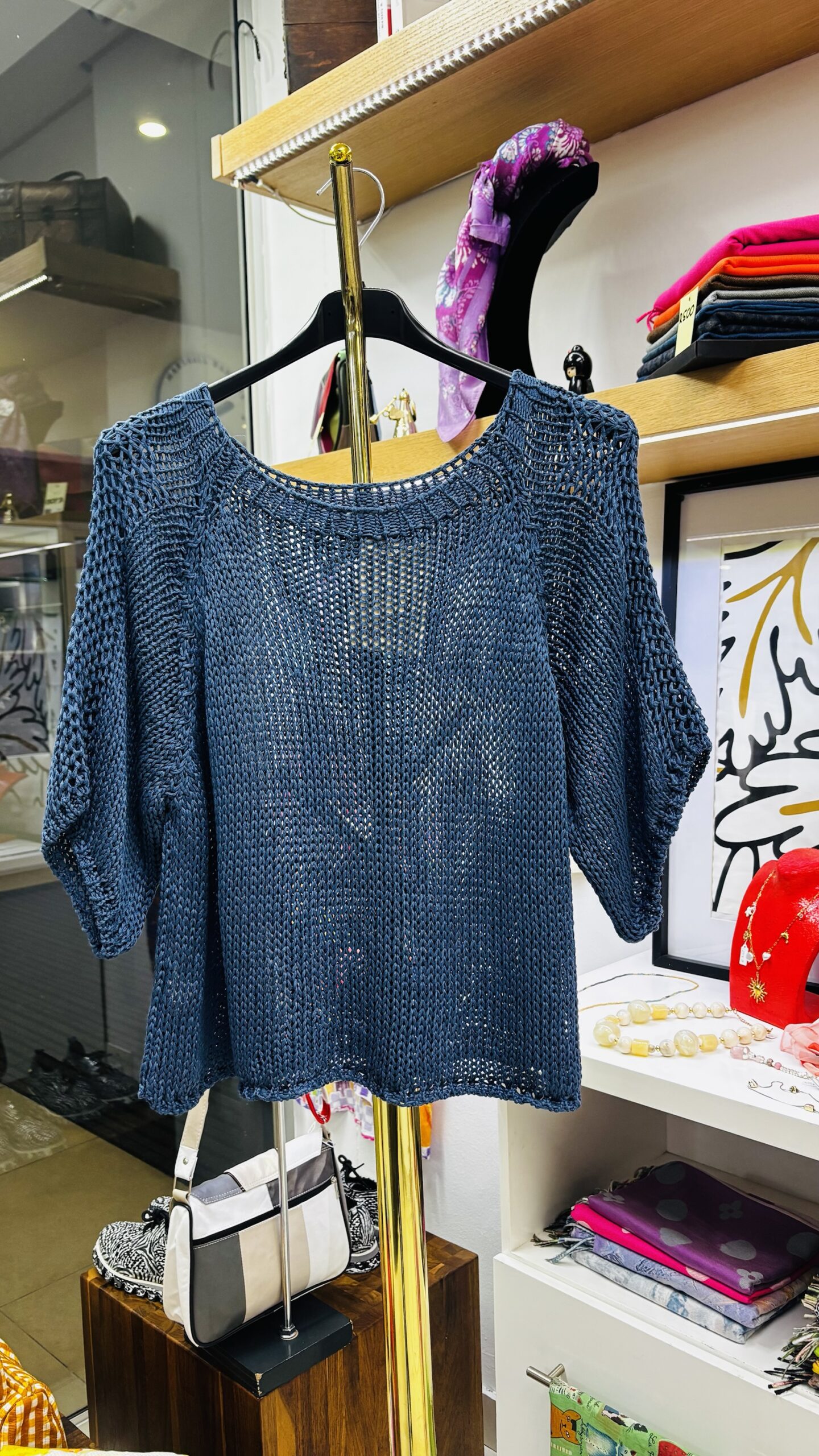 Eco-Luxury Ocean Blue Soft Stretch Cotton Knit - Imported from Italy