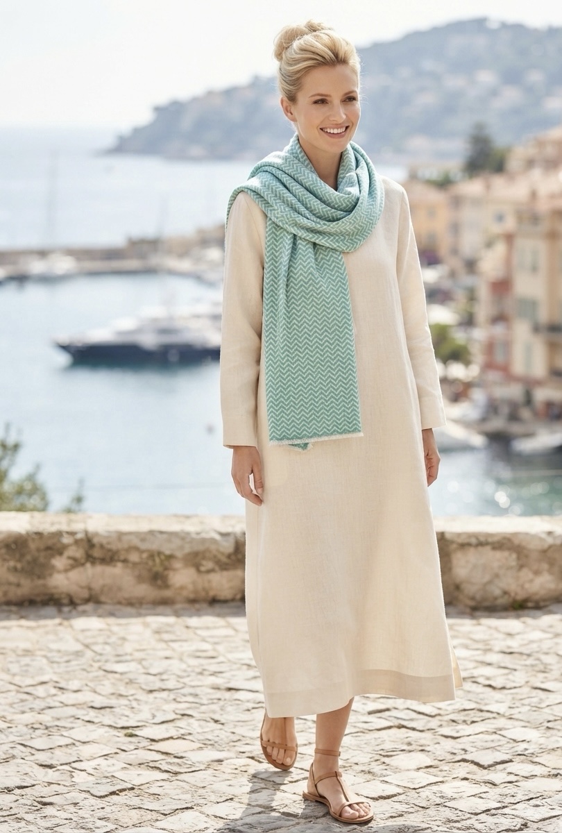 The Moroccan Mint Wrap | Eco-Friendly Cashmere-Cotton Travel Scarf