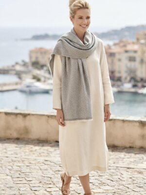 Eco-Friendly Cashmere-Cotton Travel Scarf Grey Atlas Mist Gray Cashmere Travel Wrap