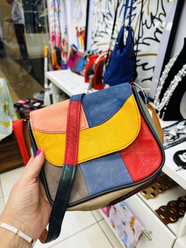 Candy Collection Luxury Leather Crossbody Bag Red and Blue