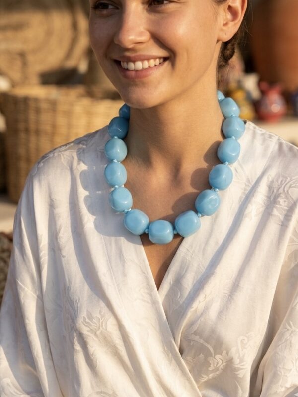 Sky Blue Statement Beaded Necklace