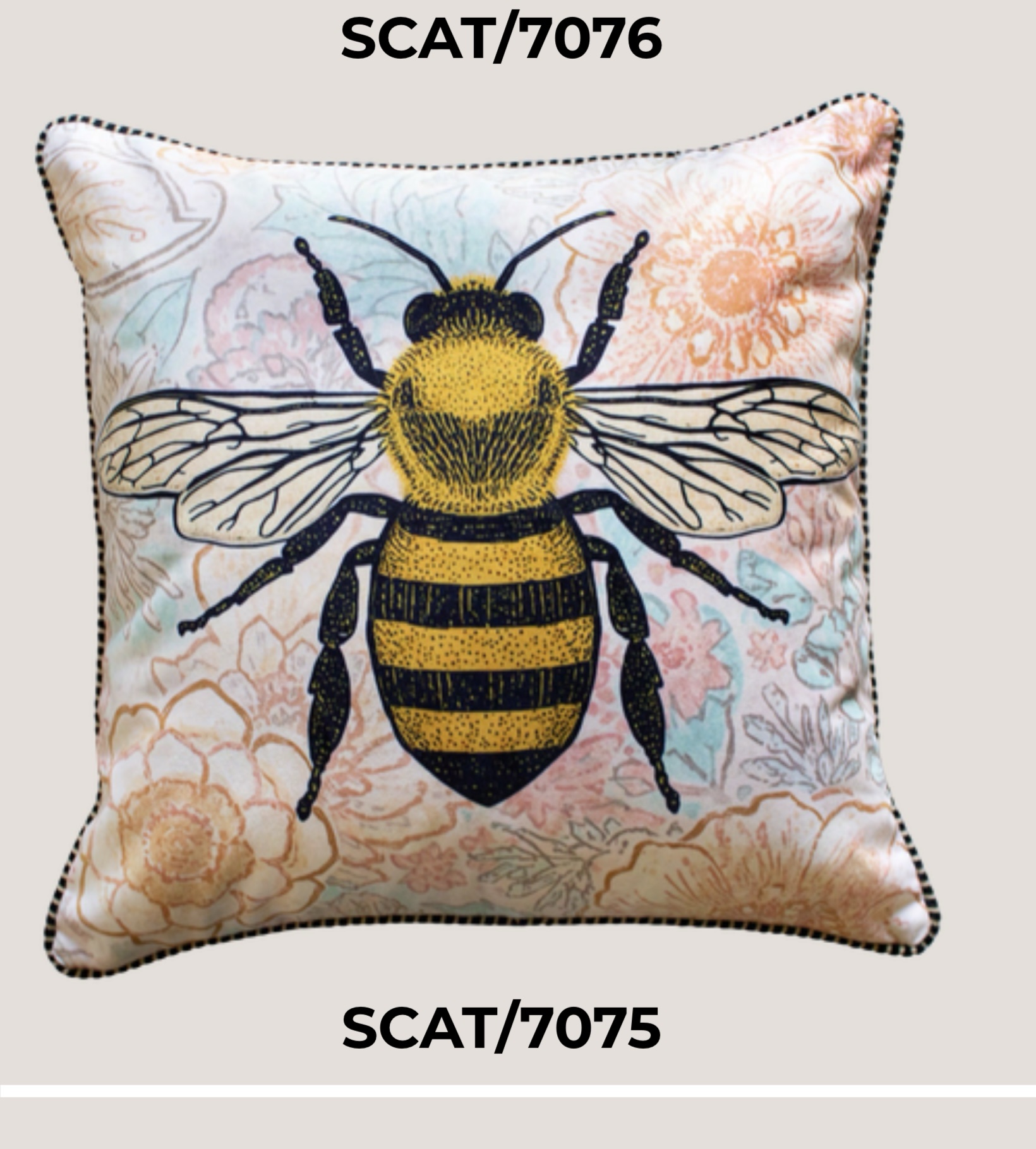 Silky Soft Bumblebee Pastel Floral Luxury Cushion - Image 2