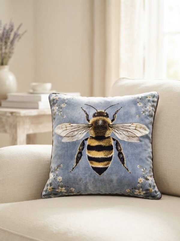 Silky Soft Bumblebee Soft Blue Luxury Cushion