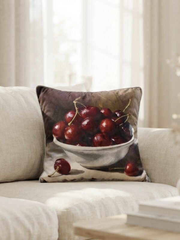 Silky Soft Sweet Cherry Bowl Luxury Cushion