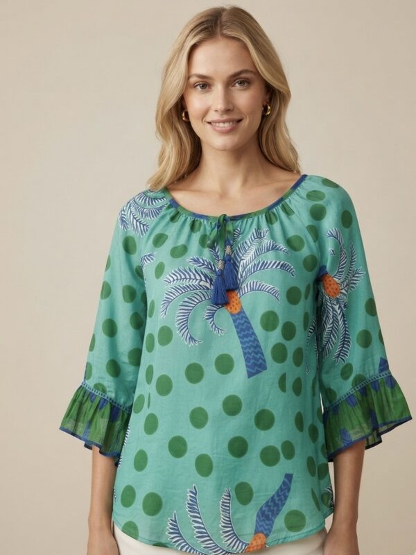 Palm Lagoon  Cotton Blouse