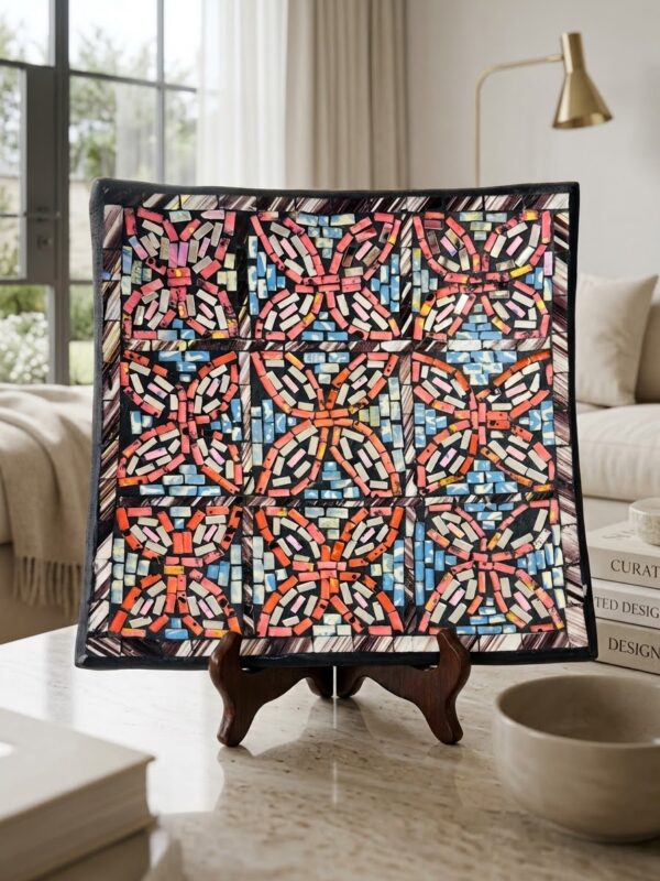 The Bohemian Bloom Mosaic Art Piece – Handcrafted Geometric Floral
